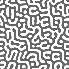 Blob Seamless Pattern Vector Grey White Apparel Design Print Abstract Background. Psychedelic Doodle Random Structure Repetitive Abstraction. Turing Diffusion Reaction Effect Endless Art Illustration