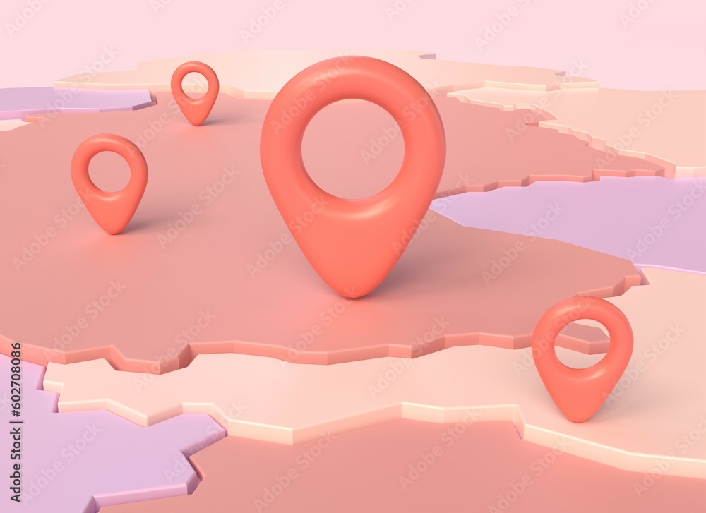 Poster 3d geolocation icon for tracking parcels gps on the map. delivery, logistics or distribution concept