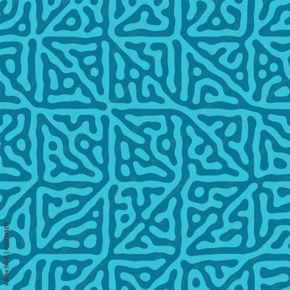 Poster psychedelic motif blue seamless pattern trend vector hipster abstract background. modern textile des