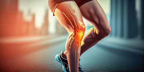 Runner's knee injury doing sport  - obrazy, fototapety, plakaty