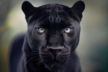 close up of a black leopard