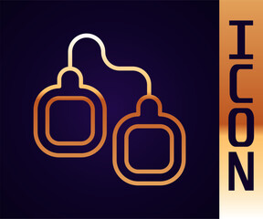 Gold line Handcuffs icon isolated on black background. Vector
