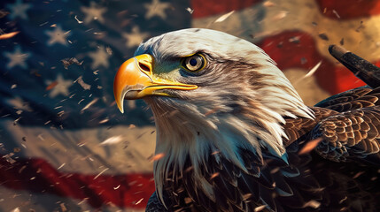collage de bandera americana y aguila 