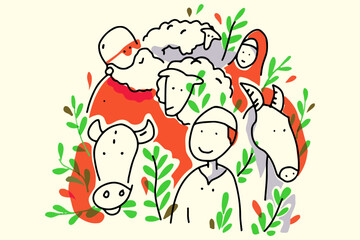 Eid Mubarak Eid Ul Adha Mobarak and mosque illustration