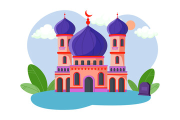 Eid Mubarak Eid Ul Adha Mobarak and mosque illustration