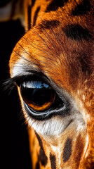 Beautiful eye portrait of a majestic giraffe, Generative AI