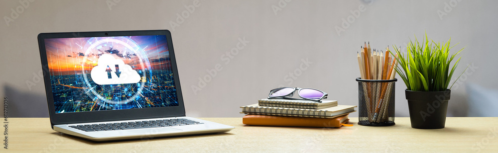 Poster cloud computing software for modish remote work and personal data storage