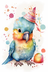 Naklejka premium Party Cute Animal Birthday Celebration Ai Generative