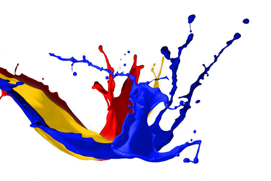 Colored paint splashes isolated 