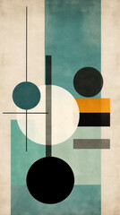 Indigo Symphony: Embracing Mid-Century Minimalism with Geometric Abstractions. Generated by AI