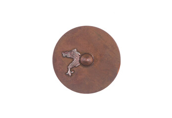 medieval bronze shield isolated on white background
