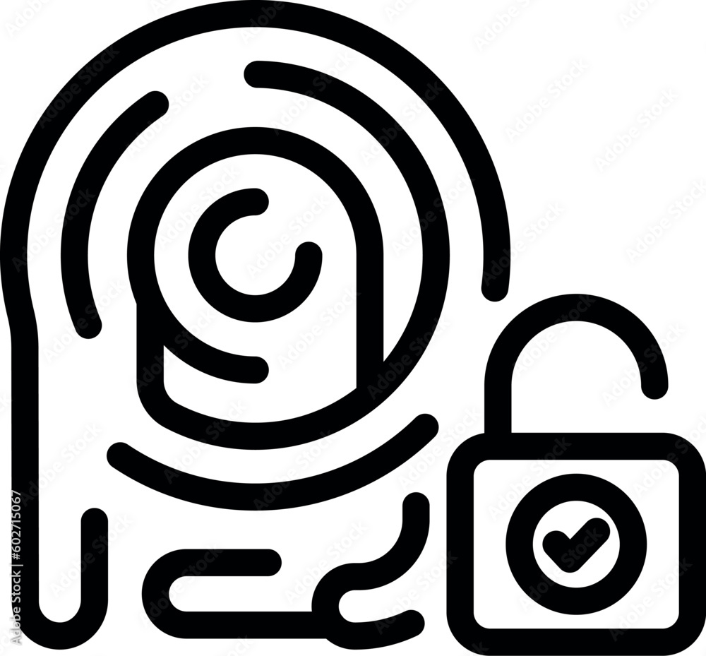 Wall mural Lock fingerprint icon outline vector. Human access. Criminal digital - Wall murals