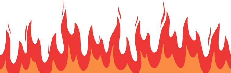 Fire flame seamless pattern, line, border.