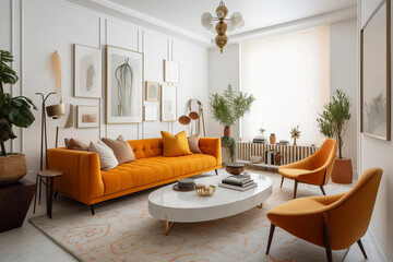 Modern living room interior design. Generative AI