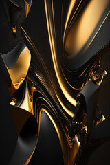 Abstract black and gold wallpaper. AI	