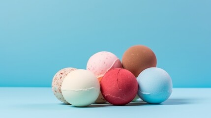 Assortment of various flavor ice cream balls. Generative ai
