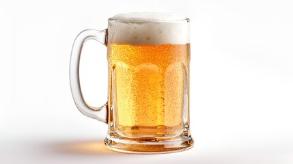 Mug of draft beer, isolated on white background with copy space
