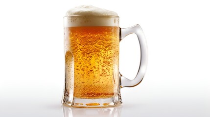 Mug of draft beer, isolated on white background with copy space