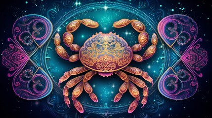 Cancer magical zodiac sign astrology. Generative ai - obrazy, fototapety, plakaty