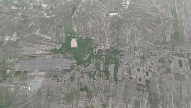 Aerial top view of the field, bangladesh