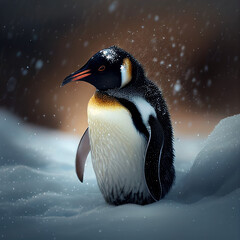 Animal pinguim em um dia de neve ao fundo de neve ia generativa 