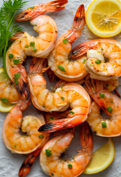 food shrimps on a plate ai generated ia generative 