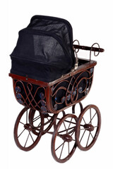 Fototapeta na wymiar Old fashioned stroller. Taken on white background.