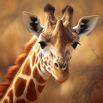 Retrato de uma girafa na savana