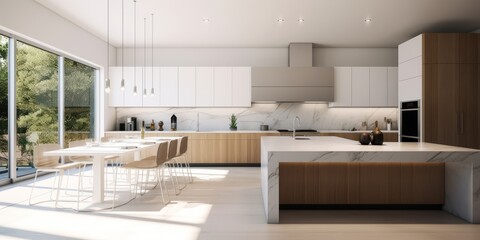 Fototapeta na wymiar Sleek Modern Kitchen Interior Design AI Generated Generative AI