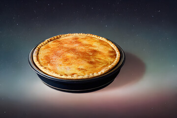 Mince and cheese pie on a black background - obrazy, fototapety, plakaty