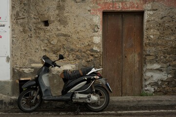 Moped along the streets of Positano, Italy. 