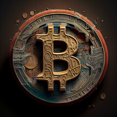 3D model of a bitcoin coin criptomoney currency cripto ai generated ia generative 