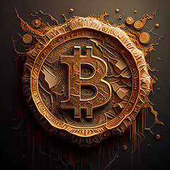 3D model of a bitcoin coin criptomoney currency cripto ai generated ia generative 