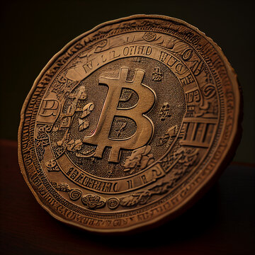 3D model of a bitcoin coin criptomoney currency cripto ai generated ia generative 
