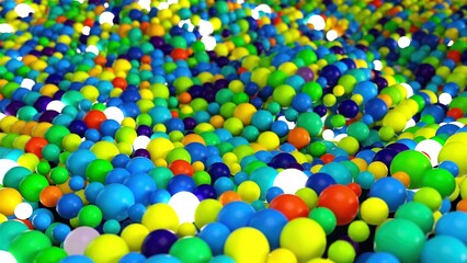 Random mound of colored spheres with glow