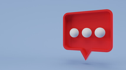caja roja con un s&iacute;mbolo de charla en 3d en fondo de color