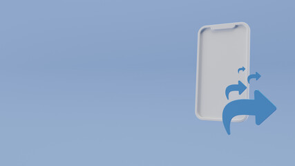 celular con un s&iacute;mbolo de compartir en 3d en fondo de color