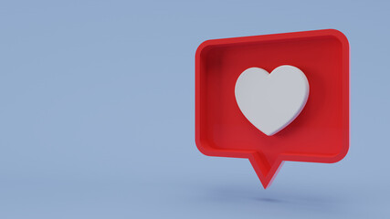 caja roja con un s&iacute;mbolo de corazon en 3d en fondo de color