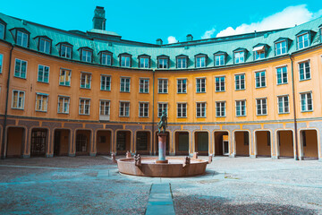 Fototapeta Ukryte kamieniczki w centrum Sztokholmu obraz