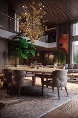 Fototapeta na wymiar Generative AI illustration of Modern Living Room a luxury home interior with recycled furniture