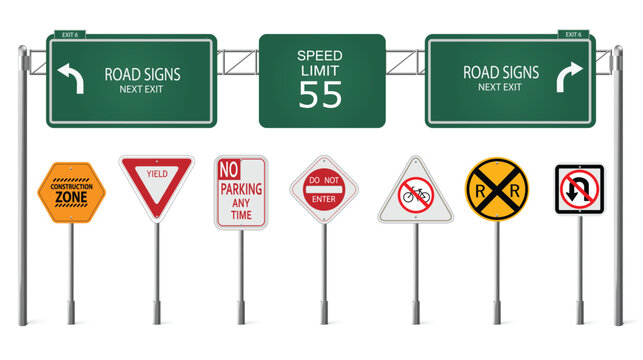 Road signs collection and caution board collection