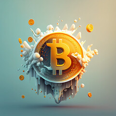 Ilustração de uma moeda digital bitcoin - obrazy, fototapety, plakaty