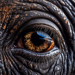 Beautiful eye portrait of a majestic elephant, Generative AI