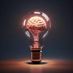 A lightbulb glows with the power of human intellect. A brain, the source of ideas and innovation, illuminates the possibilities of the future. The image invites us to explore the potential of our mind