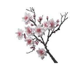 isolated Cherry Blossom Branch, Light Pink, Clip Art Transparent PNG