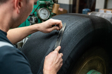 tire renewal in a workshop