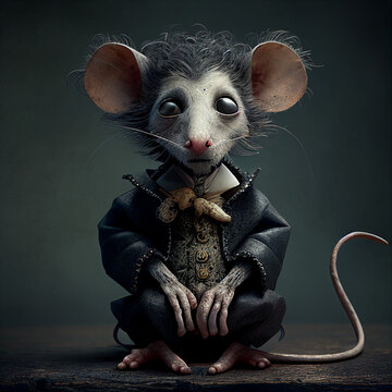 A illustration cartoon of a zombie rat mouse - ai generated ia generative 
