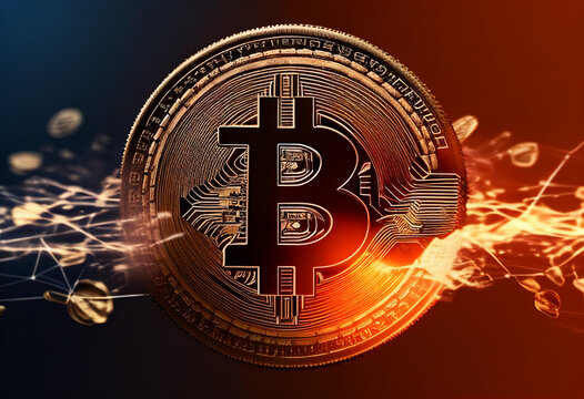 Bitcoin coin 3d model with financy background money currency criptocoin cripto criptomoney ai generated ia generative 