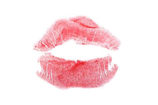 beautiful red lips kiss print isolated on white