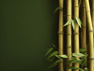 bamboo and green background. Generative AI. 
